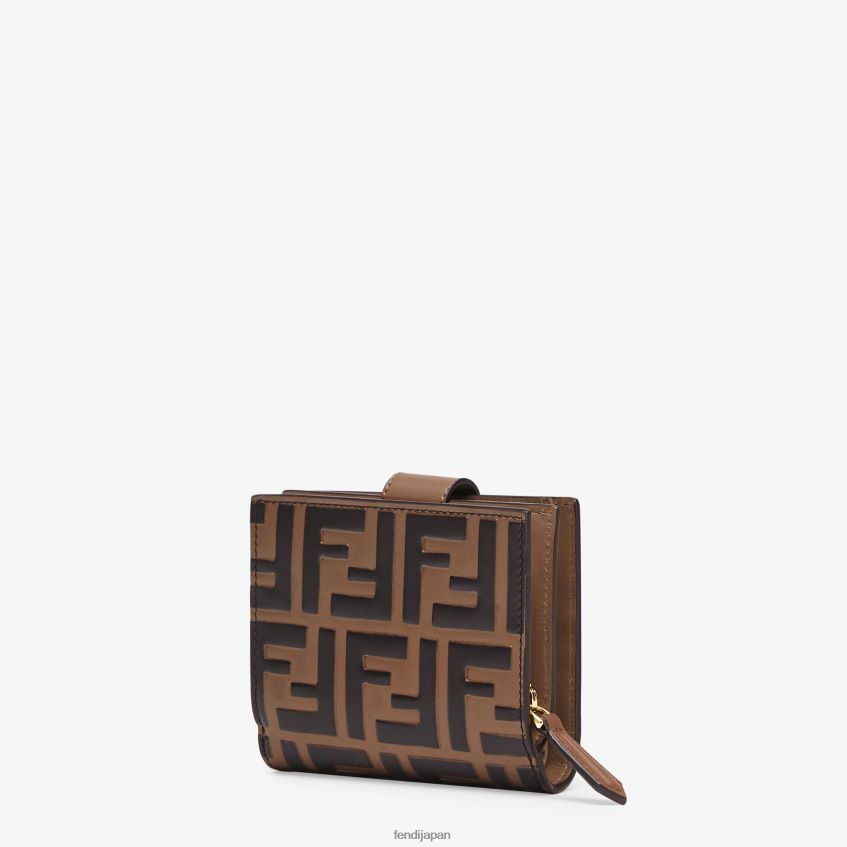 jp Fendi 女性 レザーのコンパクトウォレット 茶色 20L42T1482 アクセサリー