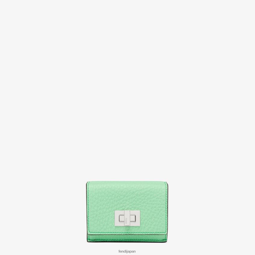 jp Fendi 女性 ピーカブー マイクロ三つ折りレザーウォレット 緑 20L42T1486 アクセサリー