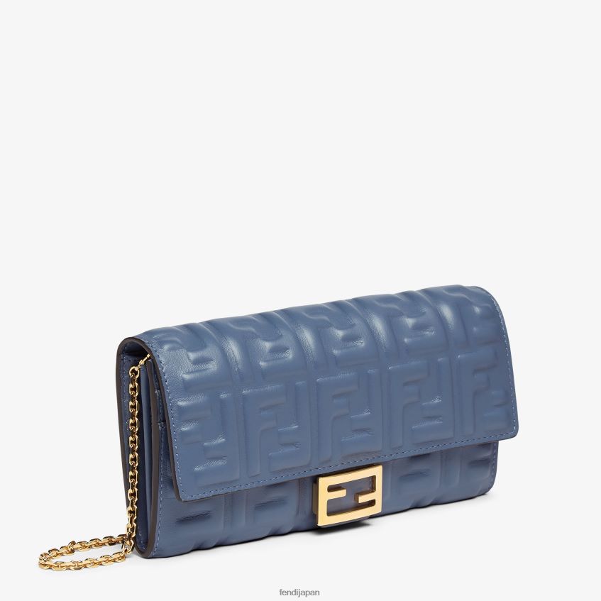 jp Fendi 女性 バゲット コンチネンタル チェーン付き ナッパレザー ウォレット 青 20L42T1490 アクセサリー