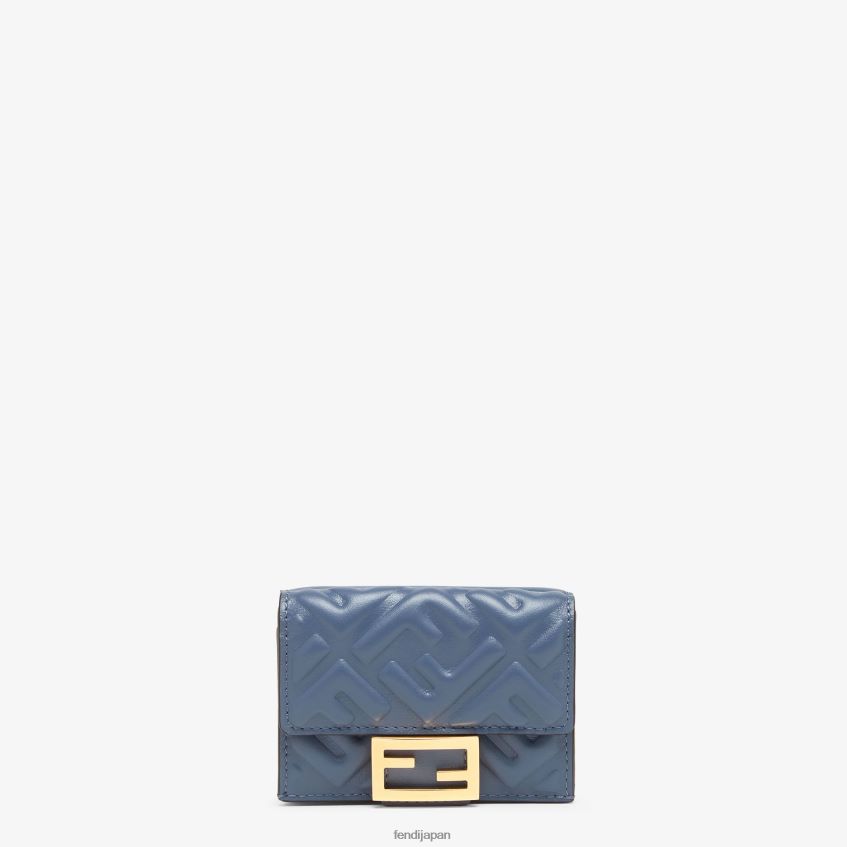 jp Fendi 女性 バゲット マイクロ 三つ折りナッパレザー ウォレット 青 20L42T1497 アクセサリー