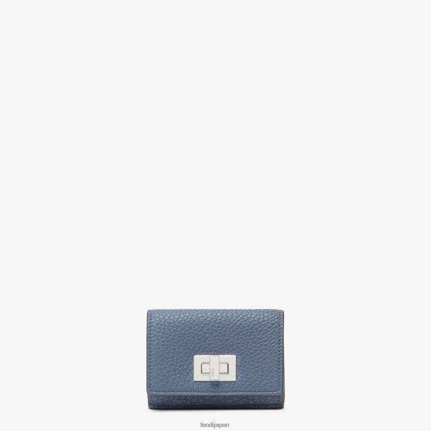 jp Fendi 女性 ピーカブー マイクロ三つ折りレザーウォレット 青 20L42T1501 アクセサリー