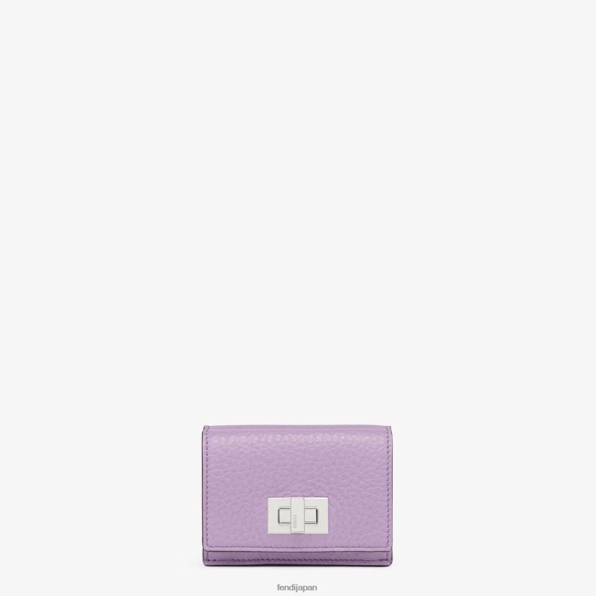 jp Fendi 女性 ピーカブー マイクロ三つ折りレザーウォレット 紫 20L42T1521 アクセサリー