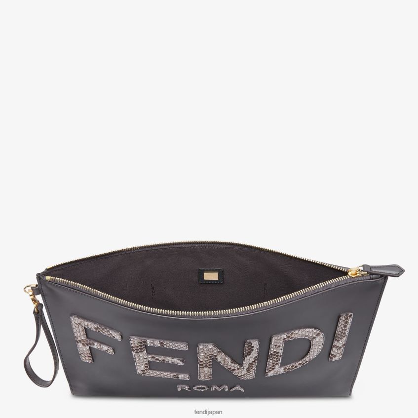 jp Fendi 女性 フラットラージレザーポーチ グレー 20L42T1532 アクセサリー