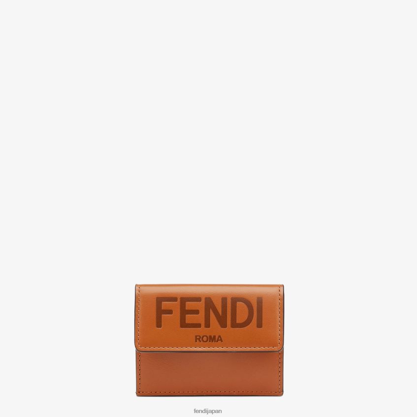jp Fendi 女性 マイクロ三つ折りレザーウォレット 茶色 20L42T1557 アクセサリー