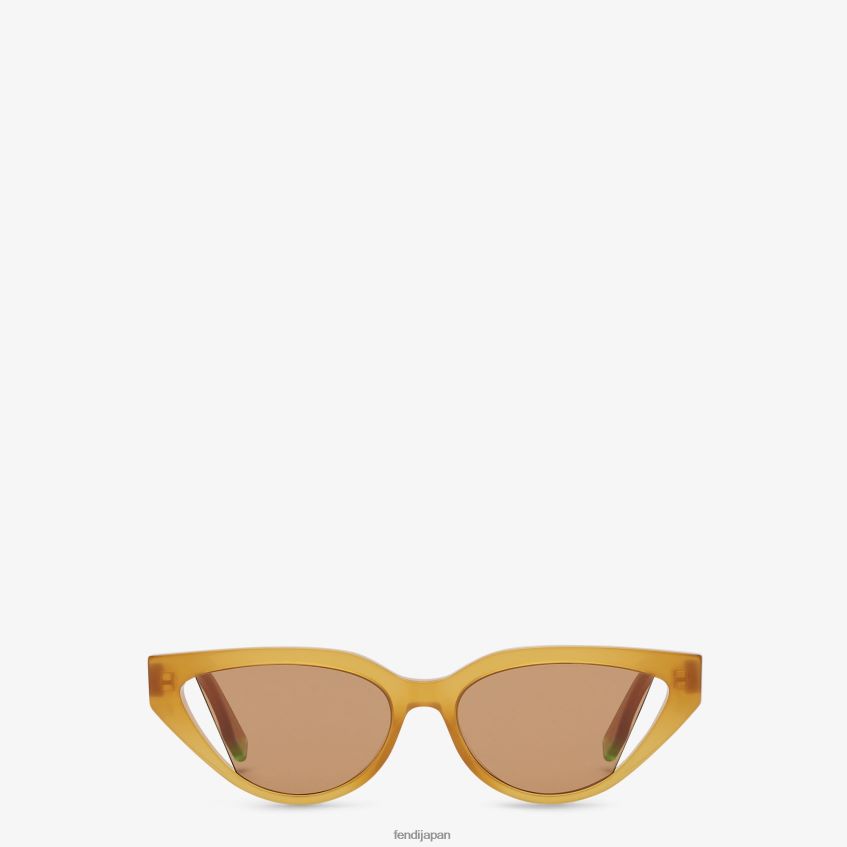 jp Fendi 女性 透明なキャラメルアセテートのサングラス ベージュ 20L42T156 アクセサリー