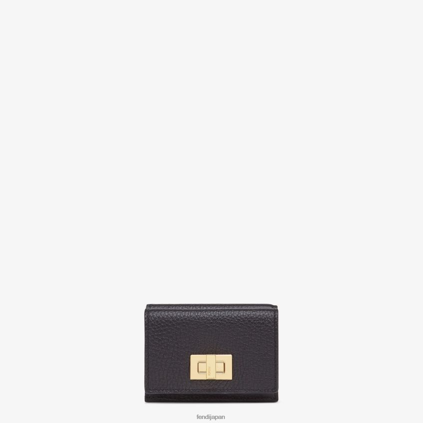 jp Fendi 女性 ピーカブー マイクロ三つ折りレザーウォレット 黒 20L42T1568 アクセサリー