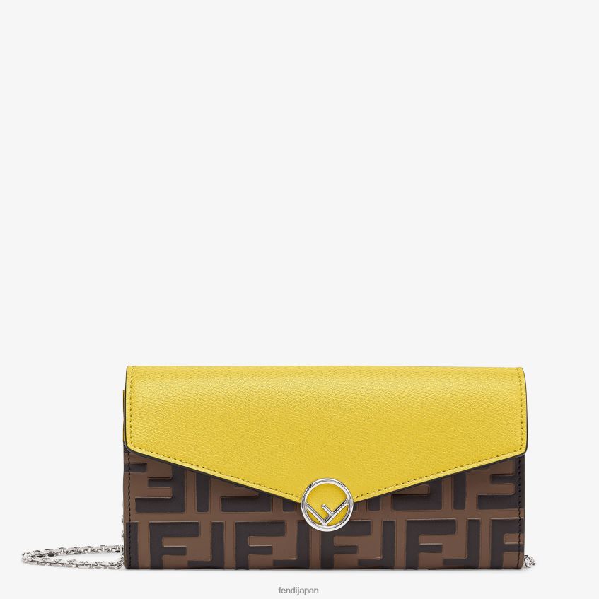 jp Fendi 女性 コンチネンタル チェーン付きレザーウォレット 黄色 20L42T1578 アクセサリー