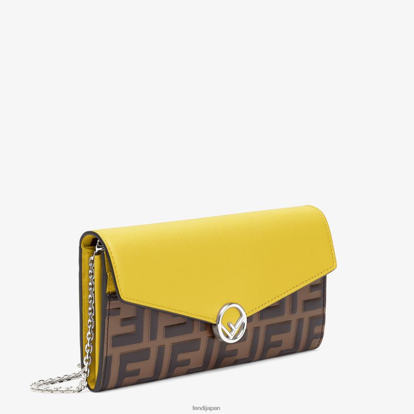 jp Fendi 女性 コンチネンタル チェーン付きレザーウォレット 黄色 20L42T1578 アクセサリー