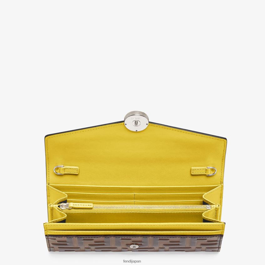 jp Fendi 女性 コンチネンタル チェーン付きレザーウォレット 黄色 20L42T1578 アクセサリー