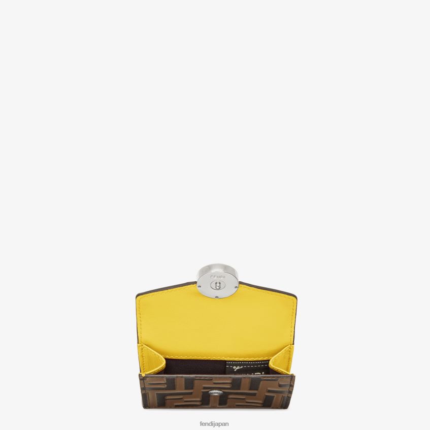 jp Fendi 女性 マイクロ三つ折りレザーウォレット 茶色 20L42T1581 アクセサリー
