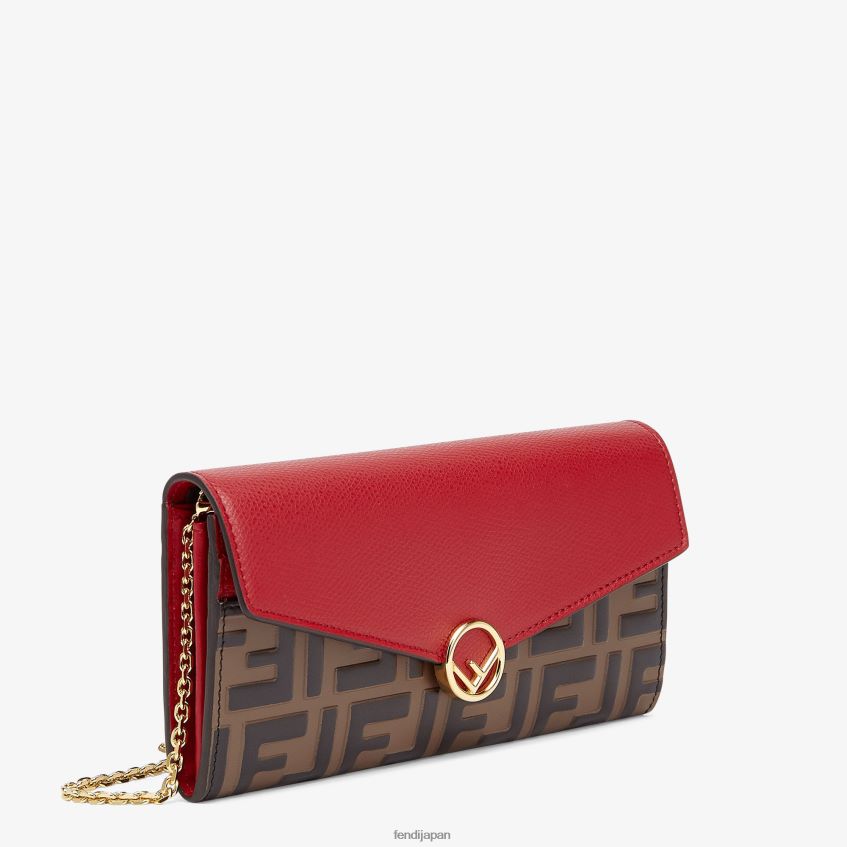 jp Fendi 女性 コンチネンタル チェーン付きレザーウォレット 赤 20L42T1597 アクセサリー