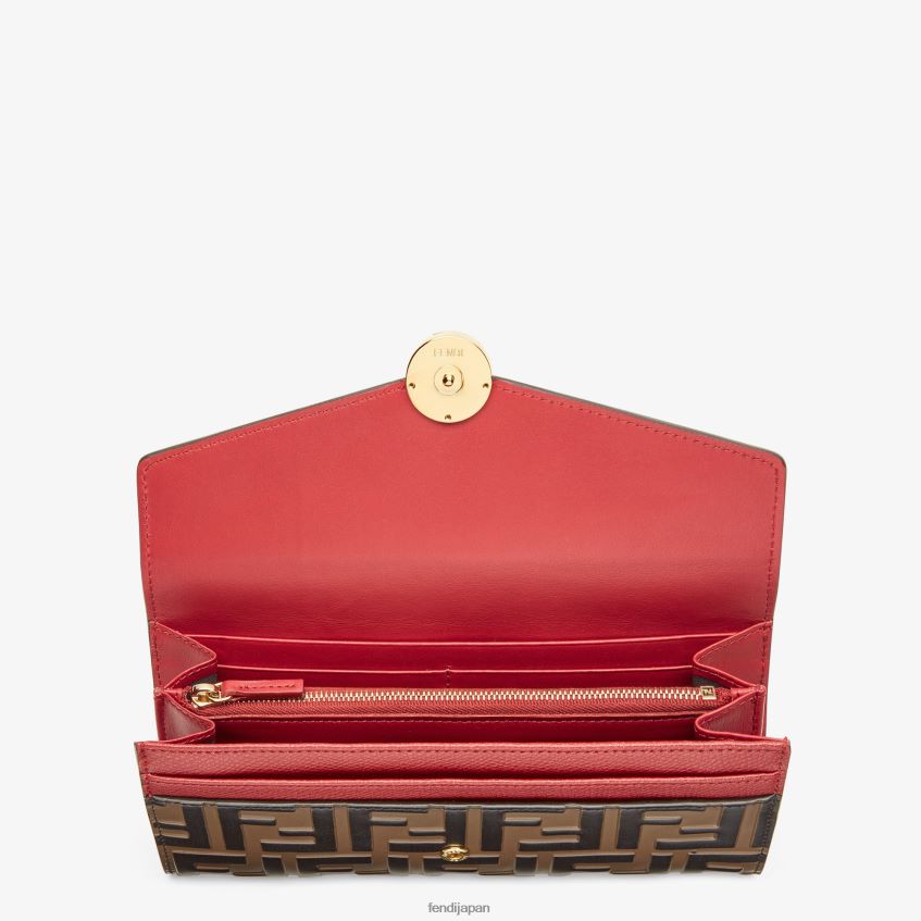 jp Fendi 女性 コンチネンタルレザーウォレット 赤 20L42T1599 アクセサリー