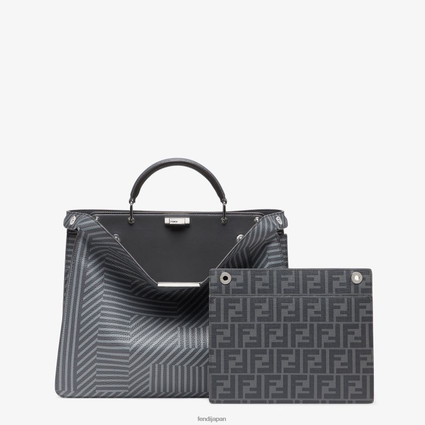 jp Fendi 男性 ツートーンプリントレザーバッグ グレー 20L42T1819 アクセサリー