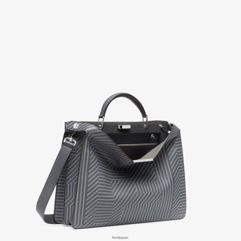 jp Fendi 男性 ツートーンプリントレザーバッグ グレー 20L42T1819 アクセサリー