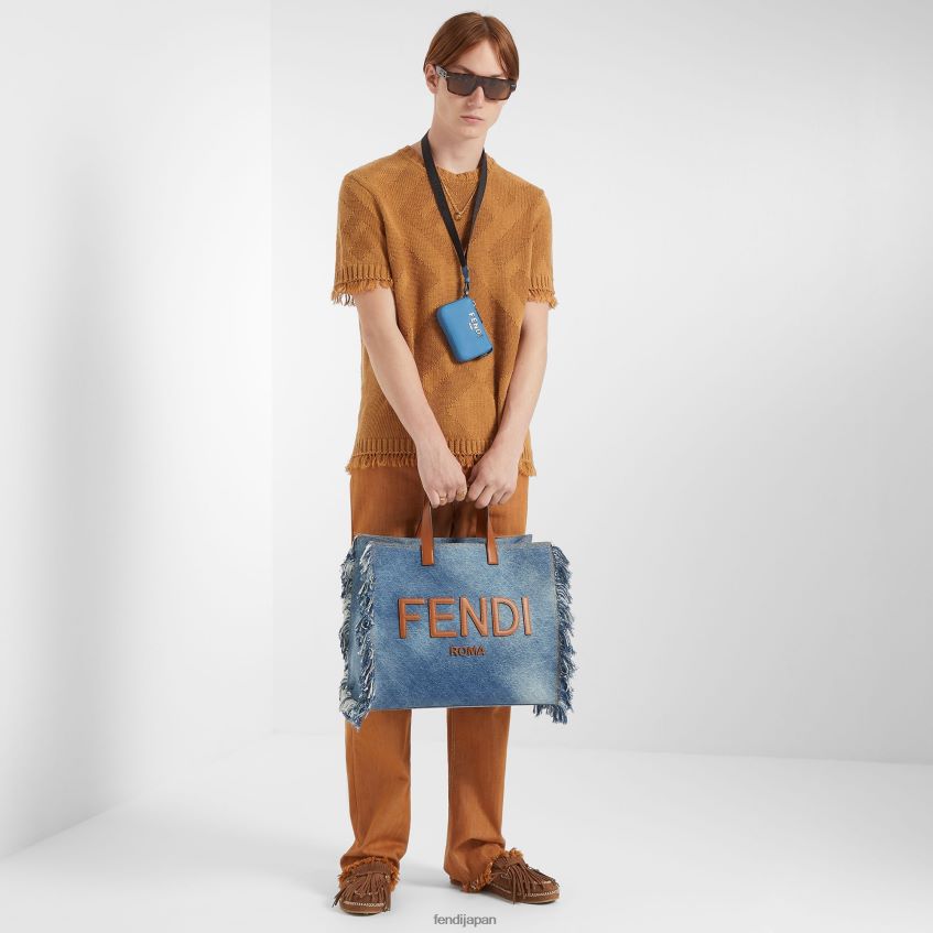 jp Fendi 男性 フリンジ付きデニムバッグ 青 20L42T1868 アクセサリー