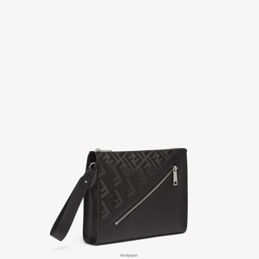 jp Fendi 男性 シャドウ斜めクラッチレザーポーチ 黒 20L42T1896 アクセサリー