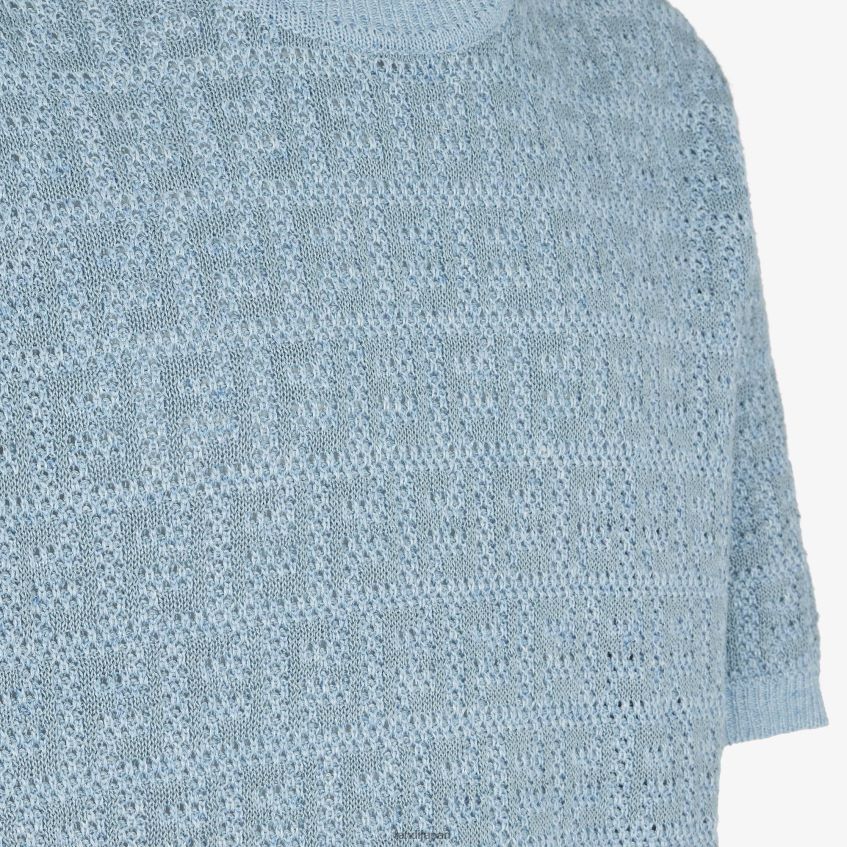 jp Fendi 男性 リネン、コットン、シルクのジャンパー ライトブルー 20L42T1909 衣服