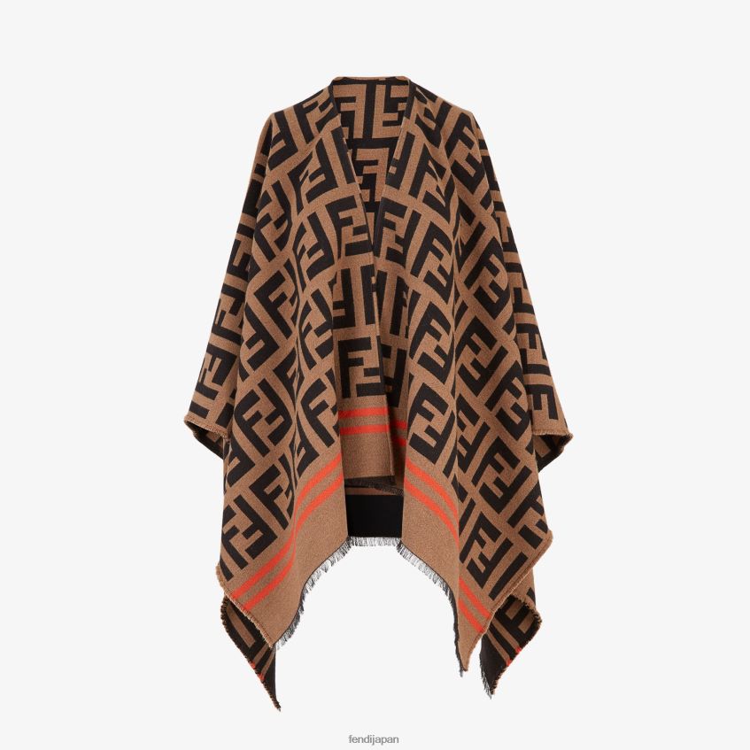 jp Fendi 女性 マルチウールとシルクのポンチョ 茶色 20L42T201 アクセサリー