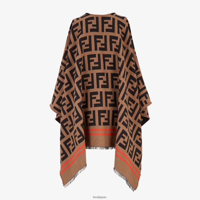 jp Fendi 女性 マルチウールとシルクのポンチョ 茶色 20L42T201 アクセサリー