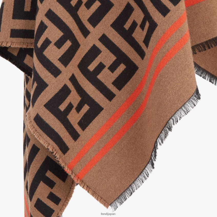 jp Fendi 女性 マルチウールとシルクのポンチョ 茶色 20L42T201 アクセサリー