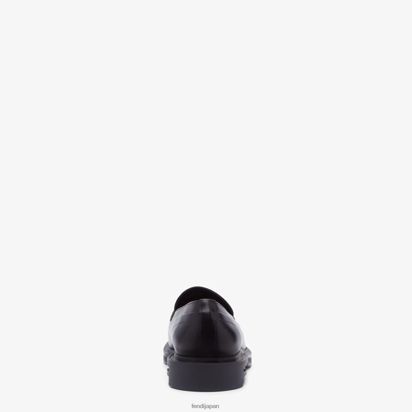 jp Fendi 男性 レザーローファー 黒 20L42T2240 靴