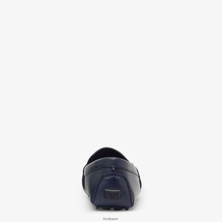 jp Fendi 男性 レザーローファー 青 20L42T2248 靴