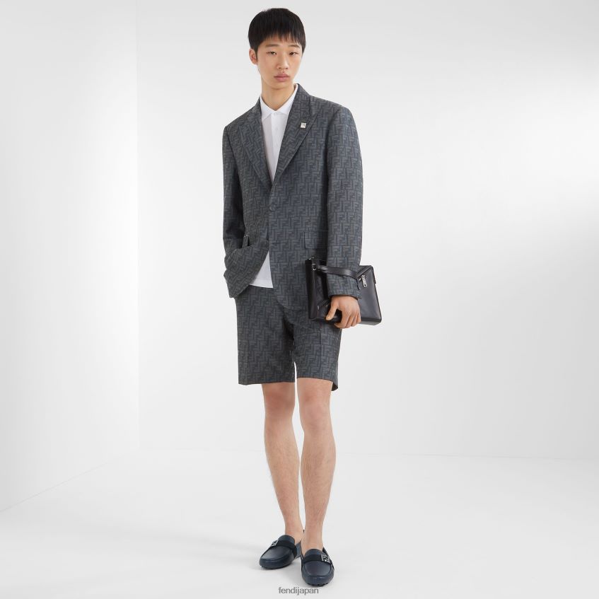 jp Fendi 男性 レザーローファー 青 20L42T2248 靴