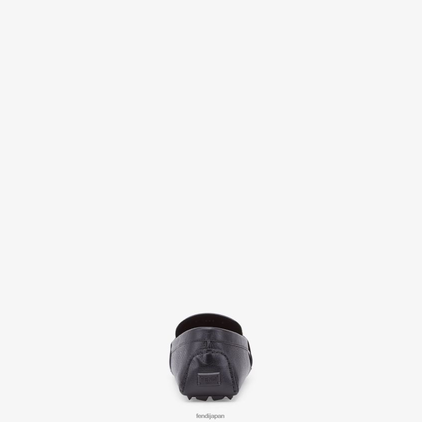 jp Fendi 男性 革製ドライバー 黒 20L42T2249 靴