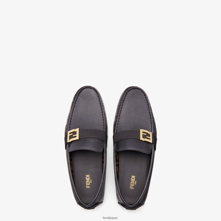 jp Fendi 男性 革製ドライバー 黒 20L42T2249 靴