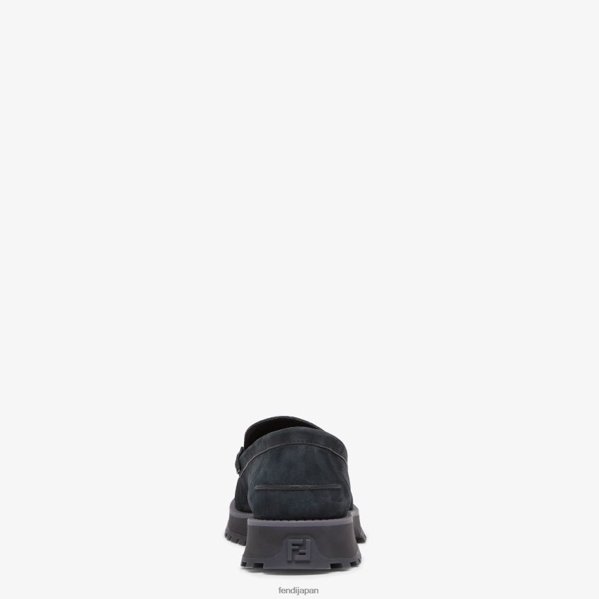 jp Fendi 男性 ヌバックローファー 黒 20L42T2287 靴