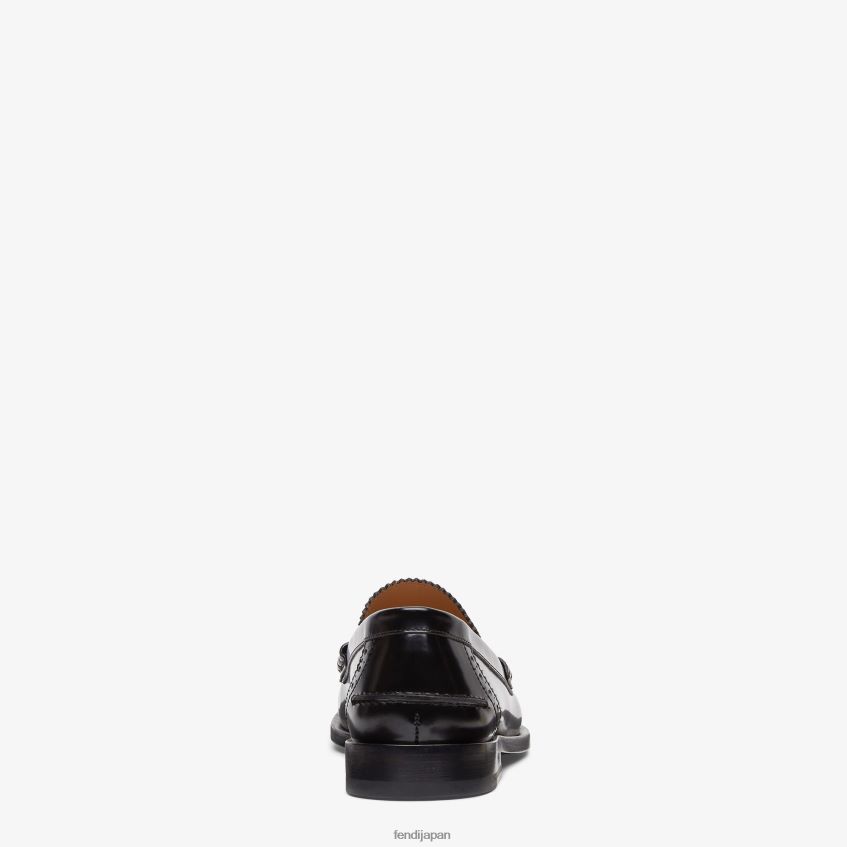 jp Fendi 男性 レザーローファー 黒 20L42T2289 靴