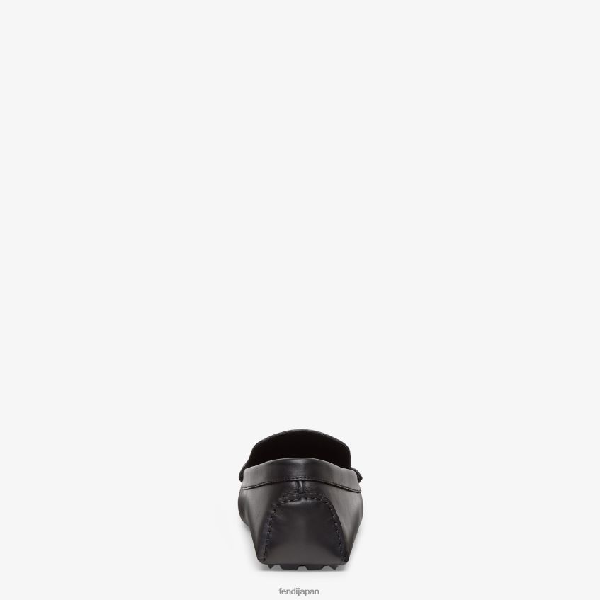 jp Fendi 男性 レザードライバーローファー 黒 20L42T2290 靴