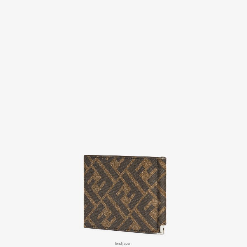 jp Fendi 男性 布製マネークリップ 茶色 20L42T2632 アクセサリー