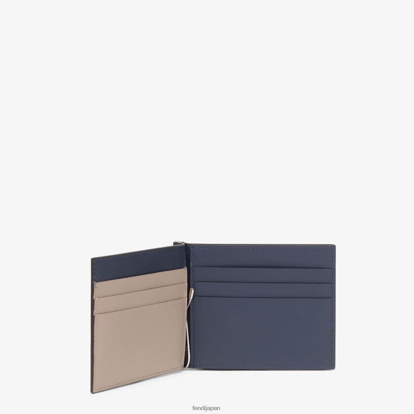 jp Fendi 男性 革製マネークリップ 青 20L42T2651 アクセサリー