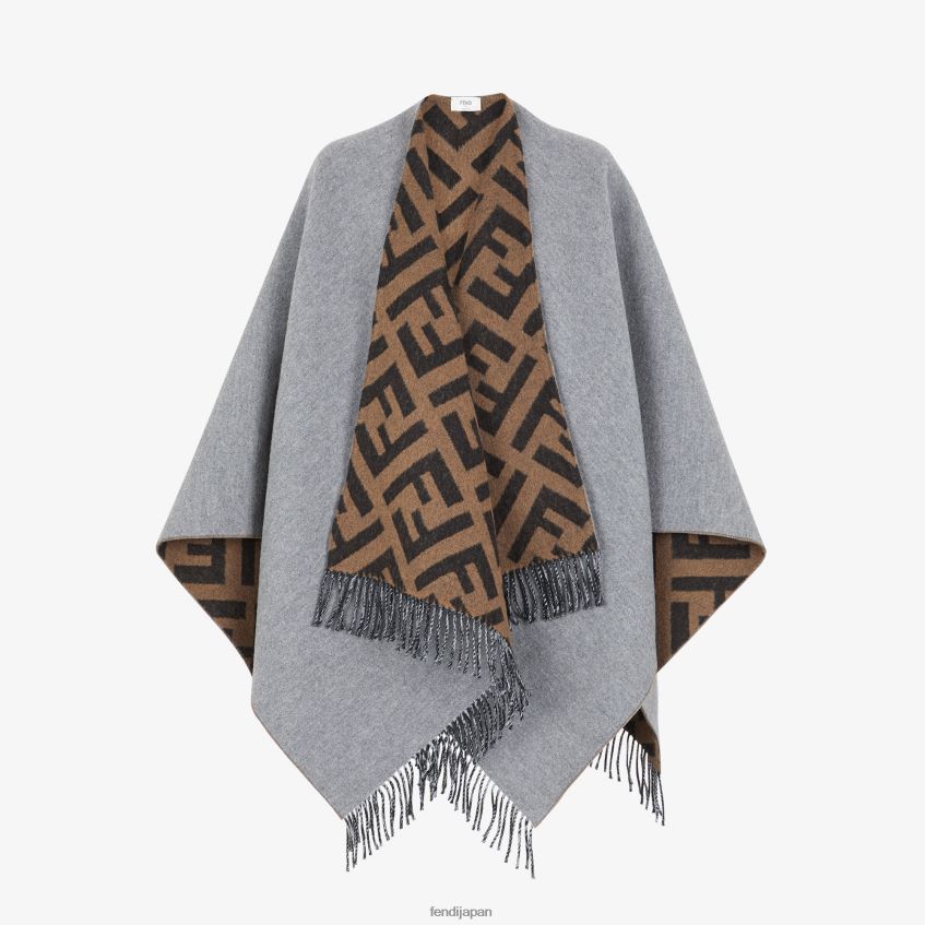 jp Fendi 女性 ウールとカシミアのポンチョ グレー 20L42T273 アクセサリー