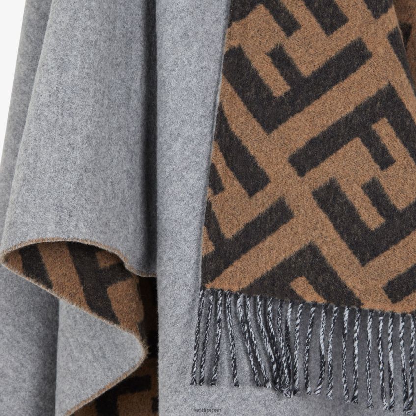 jp Fendi 女性 ウールとカシミアのポンチョ グレー 20L42T273 アクセサリー