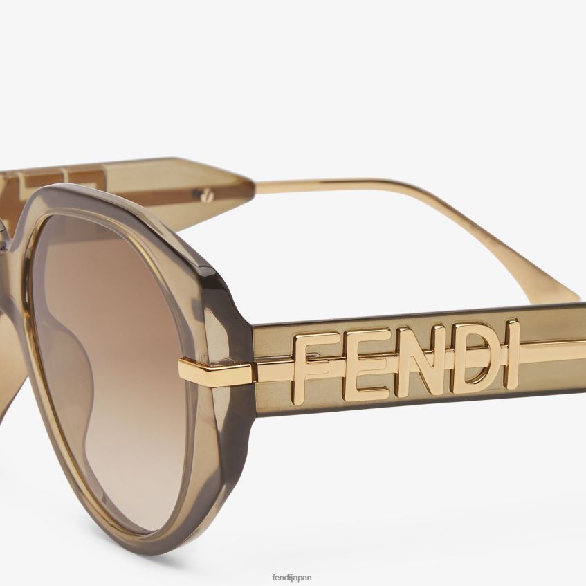jp Fendi 女性 透明なカーキアセテートサングラス 緑 20L42T277 アクセサリー