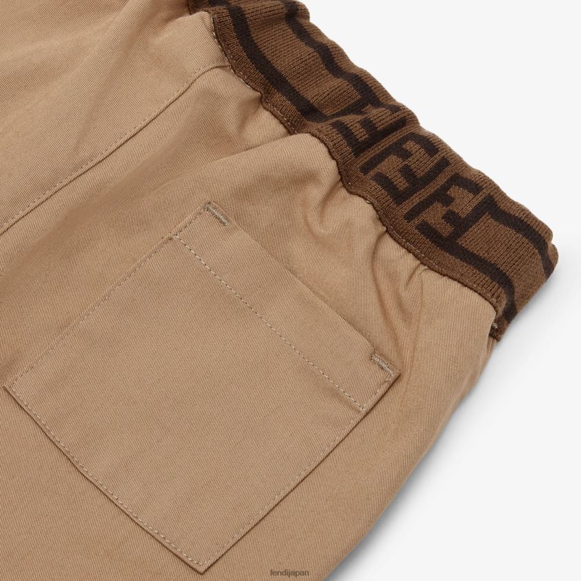 jp Fendi 子供たち ロゴアクセント付きコットンパンツ ベージュ 20L42T2820 衣服