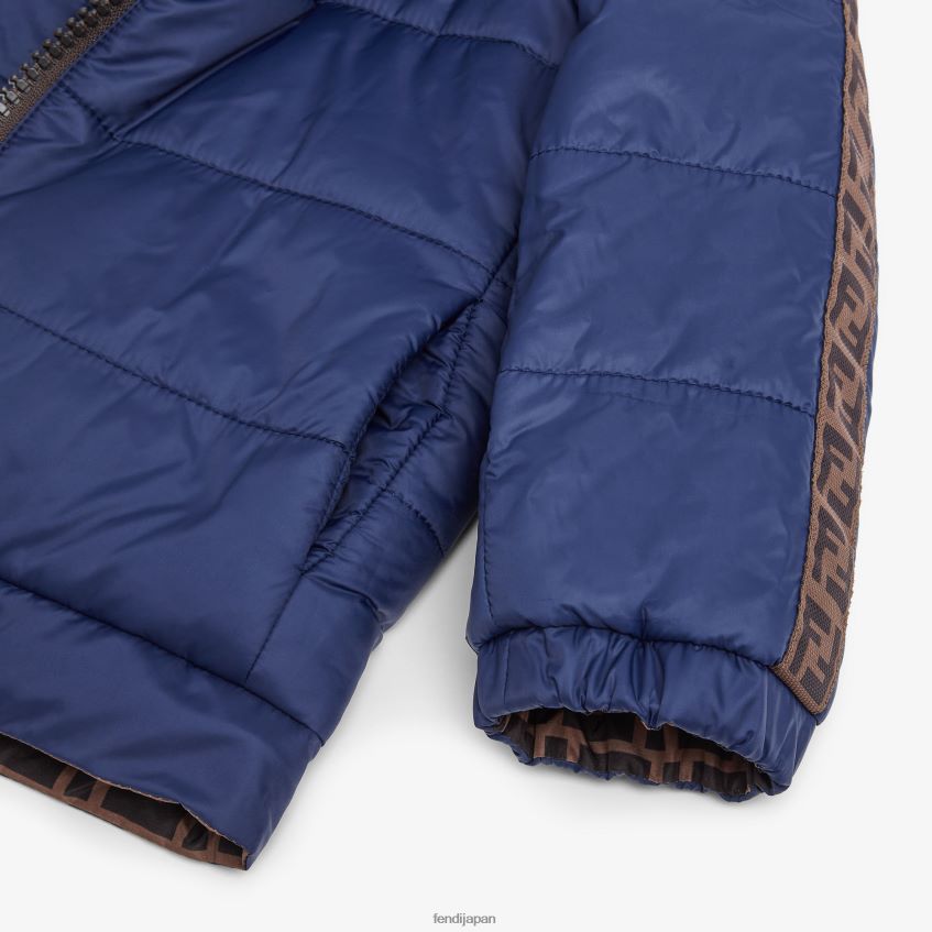 jp Fendi 子供たち ロゴ入りネイビーリバーシブルダウンジャケット ファッション 20L42T2936 衣服