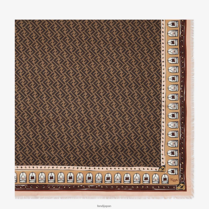 jp Fendi 女性 カシミアウールとシルクのショール 茶色 20L42T6 アクセサリー