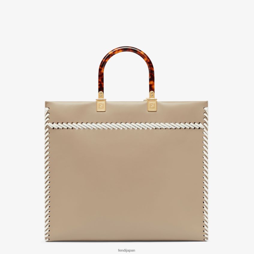 jp Fendi 女性 コントラストのある糸をあしらった鳩レザーショッパーバッグ 多色 20L42T652 アクセサリー