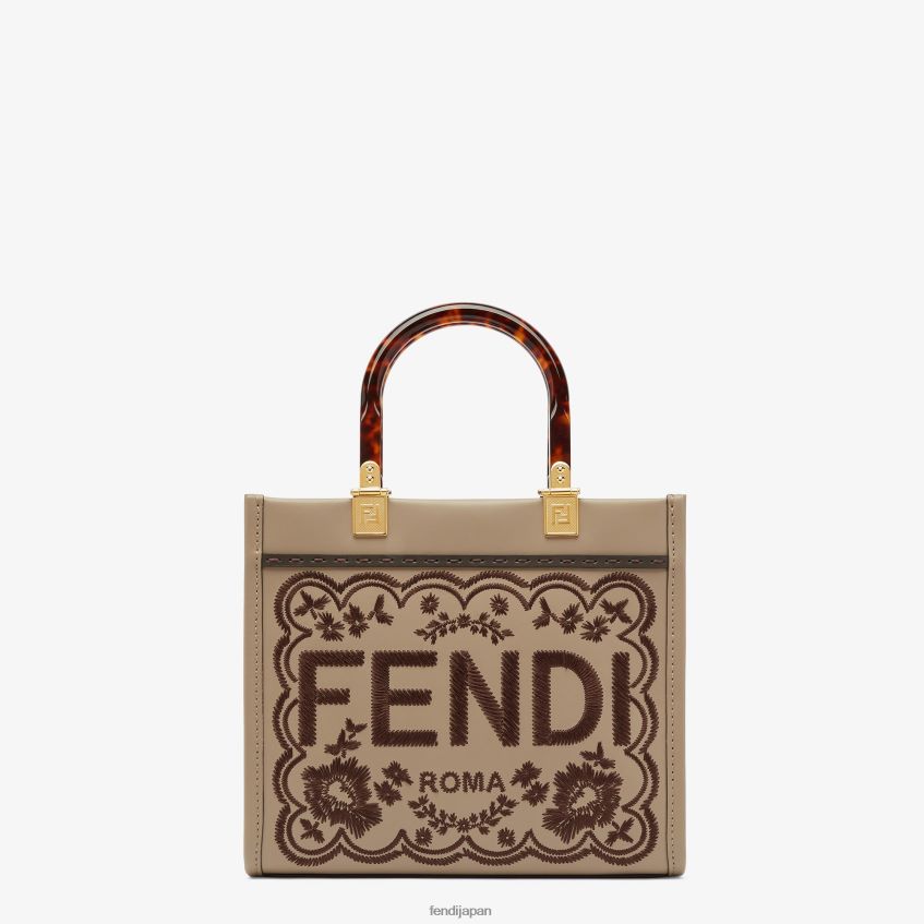 jp Fendi 女性 花柄刺繍入り鳩レザーショッパーバッグ グレー 20L42T656 アクセサリー