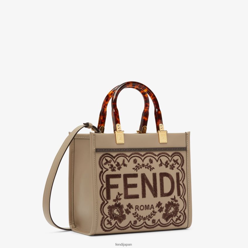 jp Fendi 女性 花柄刺繍入り鳩レザーショッパーバッグ グレー 20L42T656 アクセサリー