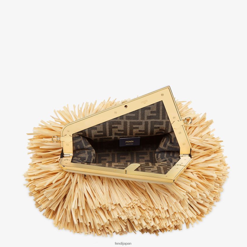 jp Fendi 女性 ナチュラルラフィアフリンジ付きバッグ ベージュ 20L42T671 アクセサリー