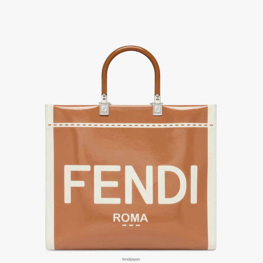 jp Fendi 女性 キャンバスとパテントレザーのショッパーバッグ 茶色 20L42T742 アクセサリー
