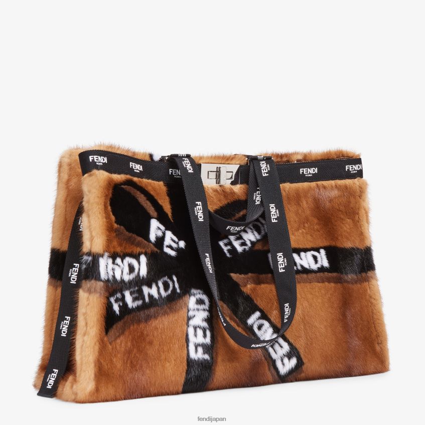 jp Fendi 女性 リボンインレイ付きミンクショッパー 茶色 20L42T761 アクセサリー