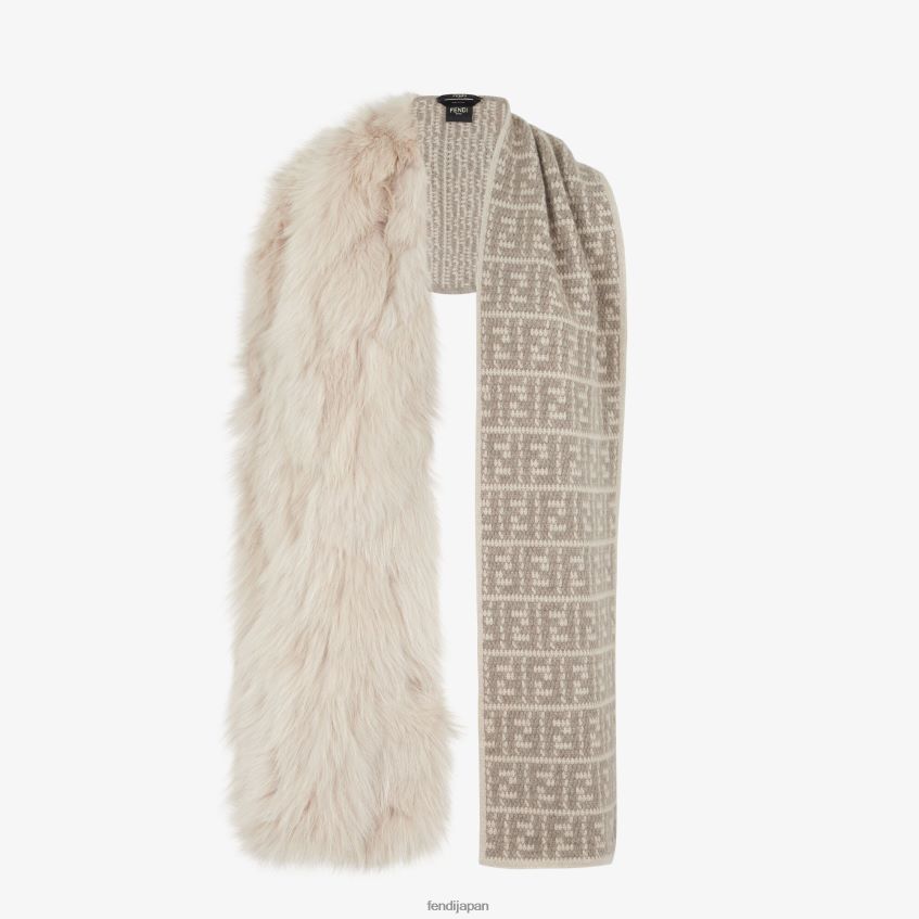 jp Fendi 女性 ミンクとウールのスカーフ 白 20L42T77 アクセサリー