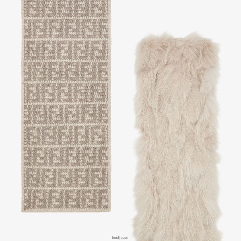 jp Fendi 女性 ミンクとウールのスカーフ 白 20L42T77 アクセサリー
