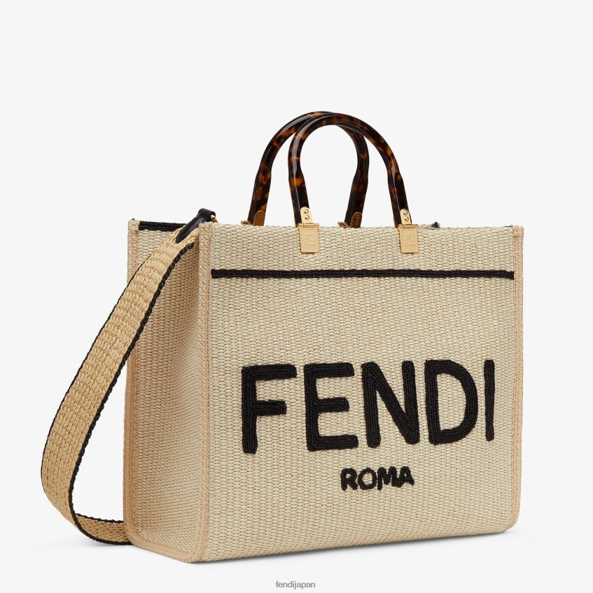 jp Fendi 女性 天然ストローショッパー 黒 20L42T896 アクセサリー