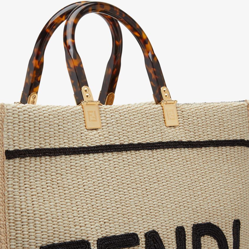 jp Fendi 女性 天然ストローショッパー 黒 20L42T896 アクセサリー